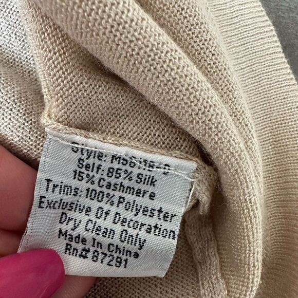 Johnny Was embroidered, sandstone colored sweater. - Picture 5 of 6